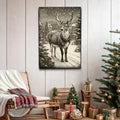 Vintage Winter Deer Christmas Wall Art II by Tailored Canvases