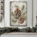 Vintage Winter Pine Cone Christmas Wall Art II by Tailored Canvases