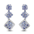 Violet Tanzanite Prong Sterling Silver Dangle Earrings by Fine Color Jewels