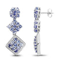 Violet Tanzanite Prong Sterling Silver Dangle Earrings by Fine Color Jewels