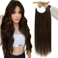 VIP BandX Halo Hair Extensions 100% Human Hair, Silky Straight 24 Inch, Invisible Wire with Clips