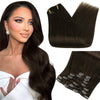 VIP ClipeX Clip-In Hair Extensions 100% Human Hair, Silky Straight 24 Inch (170g) Full Head Set