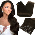 VIP ClipeX Clip-In Hair Extensions 100% Human Hair, Silky Straight 24 Inch (170g) Full Head Set