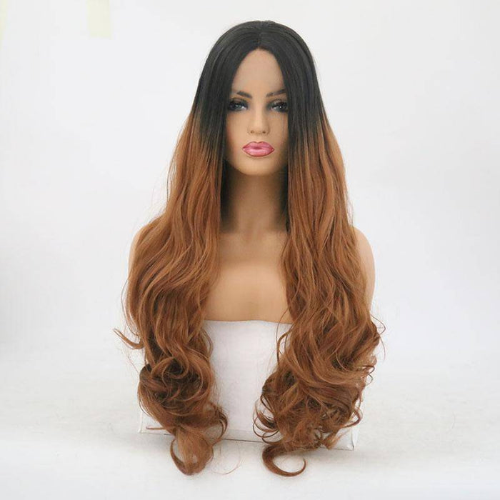 VIP Off Black to Light Auburn Body Wave Synthetic Lace Front Wig Style 266