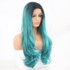 VIP Black Root to Teal Body Wave Synthetic Lace Front Wig 24" 1BTDB (35)