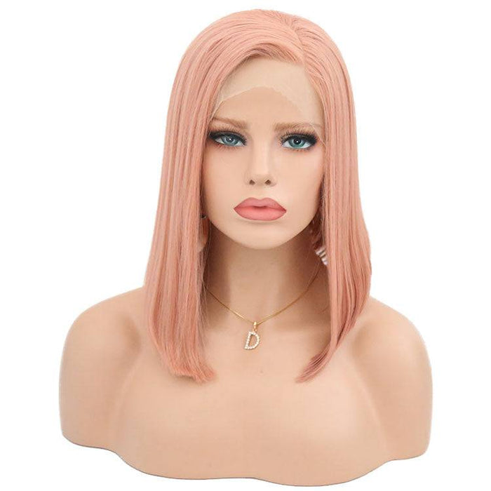 VIP Extensions Rose Pink Straight Bob Synthetic Lace Front Wig 14" 1532 (59)