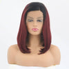 VIP Off Black to Burgundy Straight Bob Synthetic Lace Front Wig 14" T1B/118 (86)