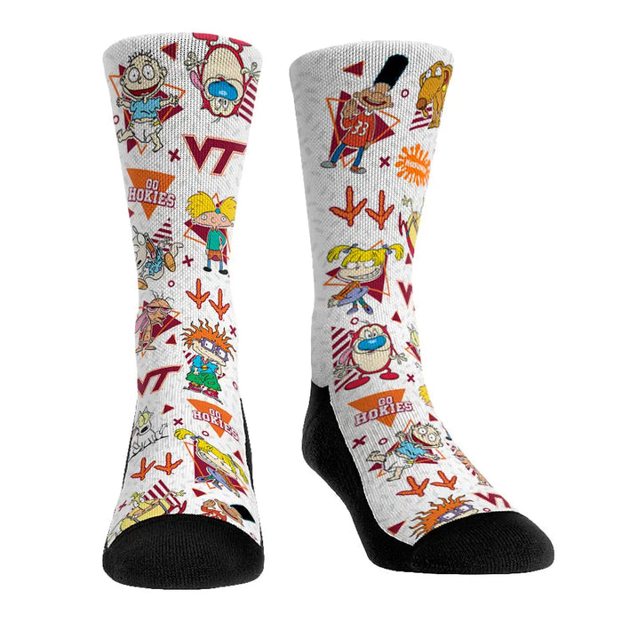 Virginia Tech Hokies - 90's Nickelodeon Characters All-Over by Rock 'Em Socks