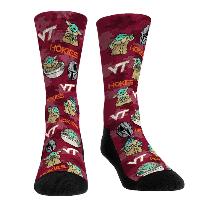 Virginia Tech Hokies - Star Wars - Grogu All-Over by Rock 'Em Socks