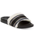 INC International Concepts Womens Faux Fur Varsity Slide Slippers by Vanessa Jane