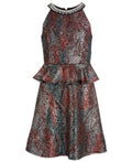 Monteau Big Girls Sparkle Printed Peplum Dress by Vanessa Jane