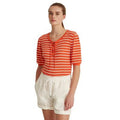 Ralph Lauren Womens Top Waffle-Knit Striped Puff-Sleeve Lace Up Neck, Size L by Vanessa Jane