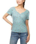 Hippie Rose Juniors Henley-Neck Top by Vanessa Jane