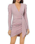 Aqua Metallic Faux Wrap Dress, Size 8 by Vanessa Jane