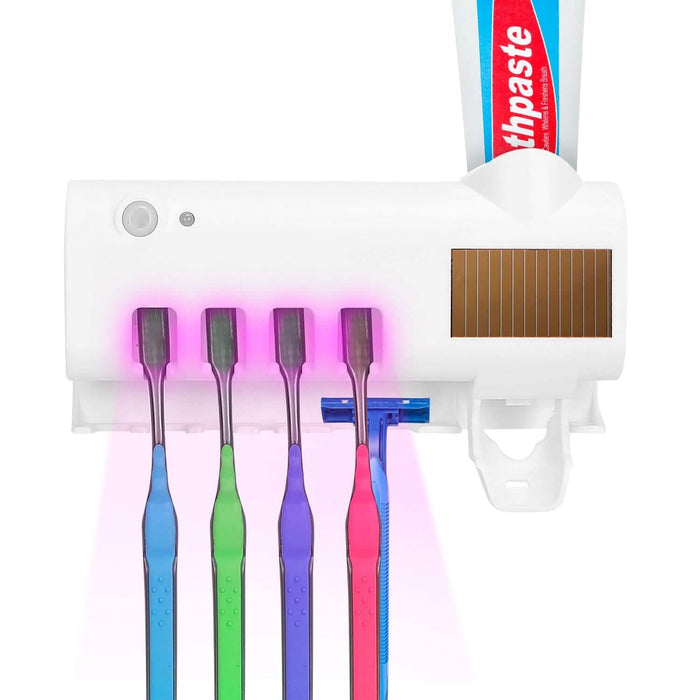 Wall Mounted Toothbrush Sanitizer Holder IR Induction UV Sanitization Rack by DailySale