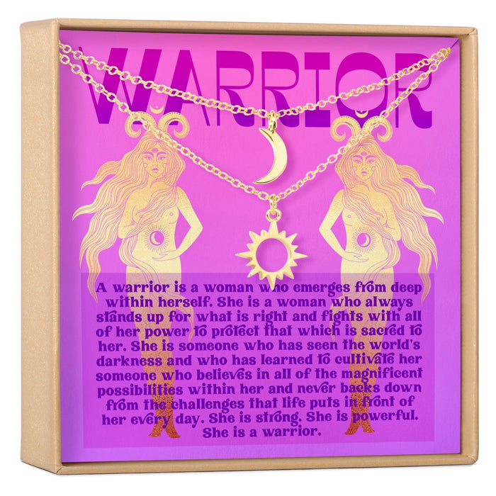 Warrior Sun and Moon Pendants Necklace Set by Dear Ava