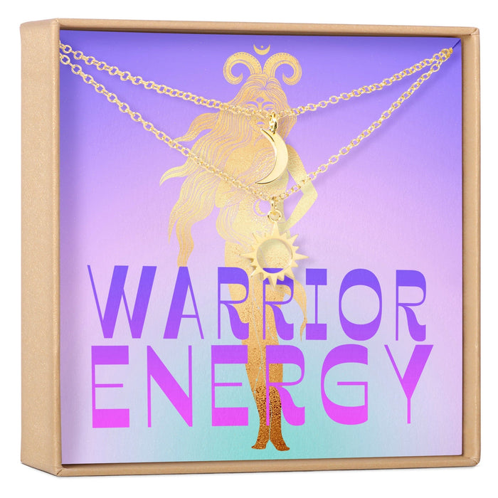 Warrior Sun and Moon Pendants Necklace Set by Dear Ava