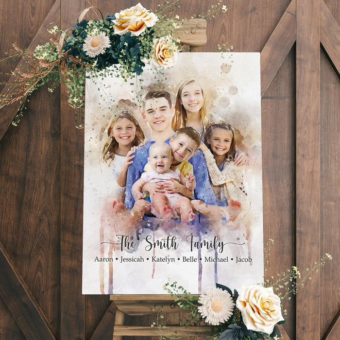 Watercolor Family Portrait Sign by Tailored Canvases