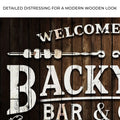 Welcome To Our Backyard Bar And Grill Sign by Tailored Canvases