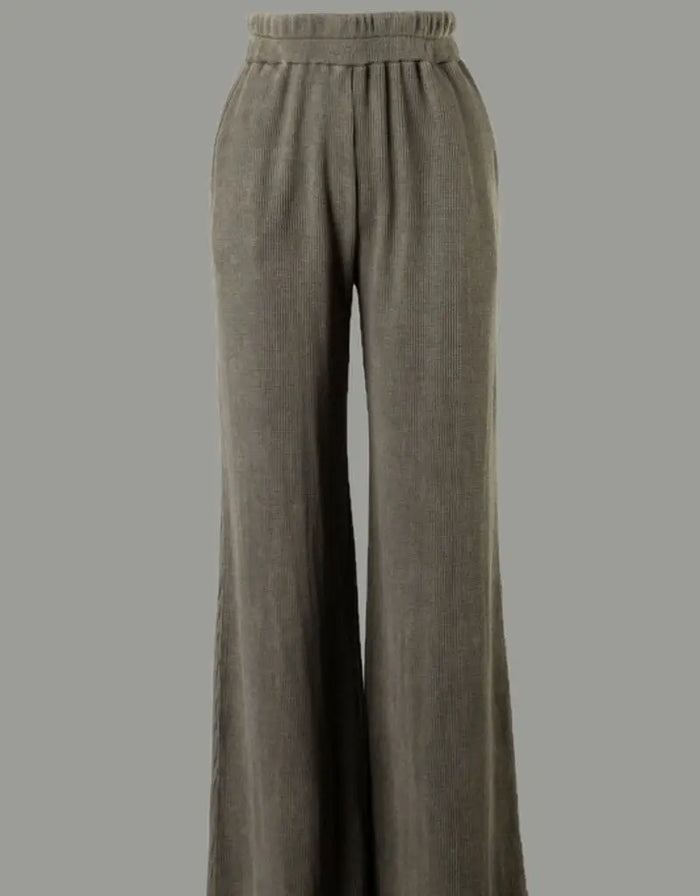 Wendy Mineral Wash Waffle Pants - Olive by Boutique 23