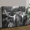 West Highland Cow Monochrome Canvas Wall Art by Tailored Canvases