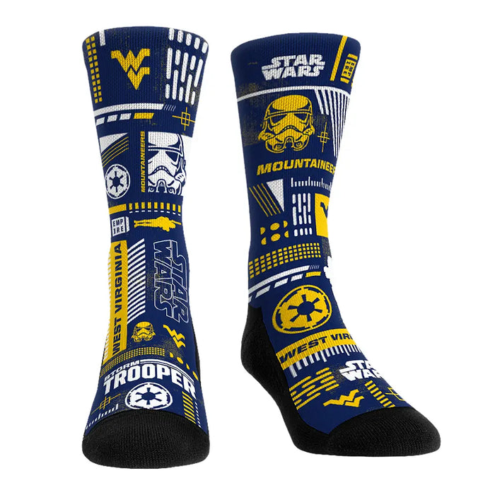 West Virginia Mountaineers - Star Wars - Stormtrooper Pattern by Rock 'Em Socks
