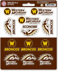 Western Michigan University Broncos 12-Piece Mini Decal Sticker Set, 5x6 Inch Sheet, Gift for football fans for any hard surfaces around home, automotive, personal items by Fielders Choice