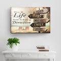 Where Life Points In Every Direction Beach Family Names Sign by Tailored Canvases