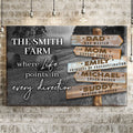 Where Life Points In Every Direction Family Farm Names Sign by Tailored Canvases