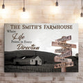 Where Life Points In Every Direction Family Farmhouse Names Sign by Tailored Canvases