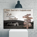 Where Life Points In Every Direction Family Farmhouse Names Sign by Tailored Canvases