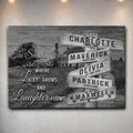 Where Love Grows And Laughter Flows Family Names Sign by Tailored Canvases