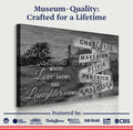 Where Love Grows And Laughter Flows Family Names Sign by Tailored Canvases