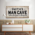 Where the Game is Always On Man Cave Sign by Tailored Canvases