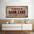 Where the Game is Always On Man Cave Sign by Tailored Canvases