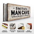 Where the Game is Always On Man Cave Sign by Tailored Canvases