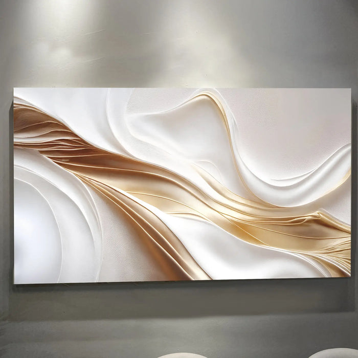 White and Gold Abstract Wall Art by Tailored Canvases
