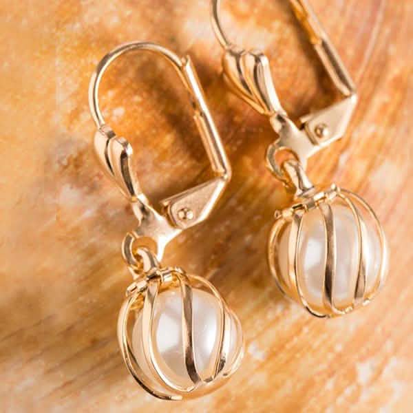 White Cultured Pearl Cage Drop Earrings by Sevil by DailySale