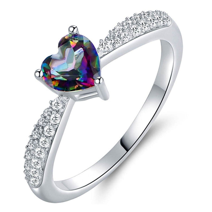 White Gold 3ct Heart-Cut Mystic Topaz Engagement Ring - Assorted Sizes by DailySale