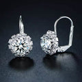 White Gold Huggie Earrings with Swarovski Crystal By Barzel by DailySale