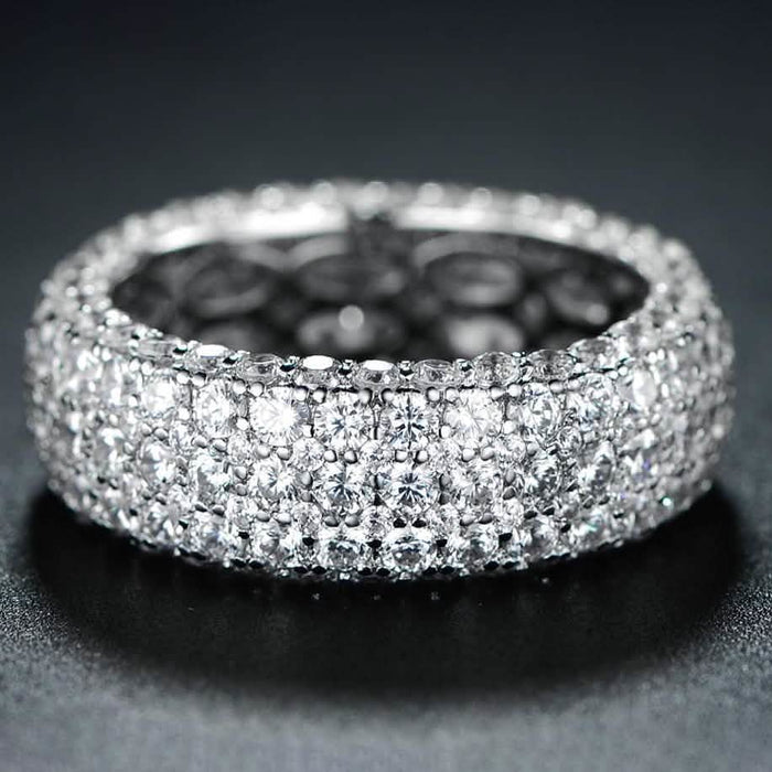 White Gold Plated Five Row Eternity Ring - Assorted Sizes by DailySale