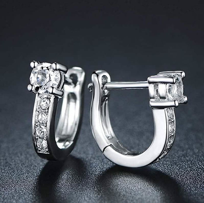White Gold Plated Swarovski Elements Crystal Huggie by DailySale
