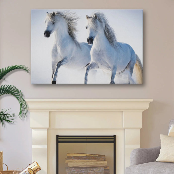 White Horse Couple Canvas Wall Art by Tailored Canvases