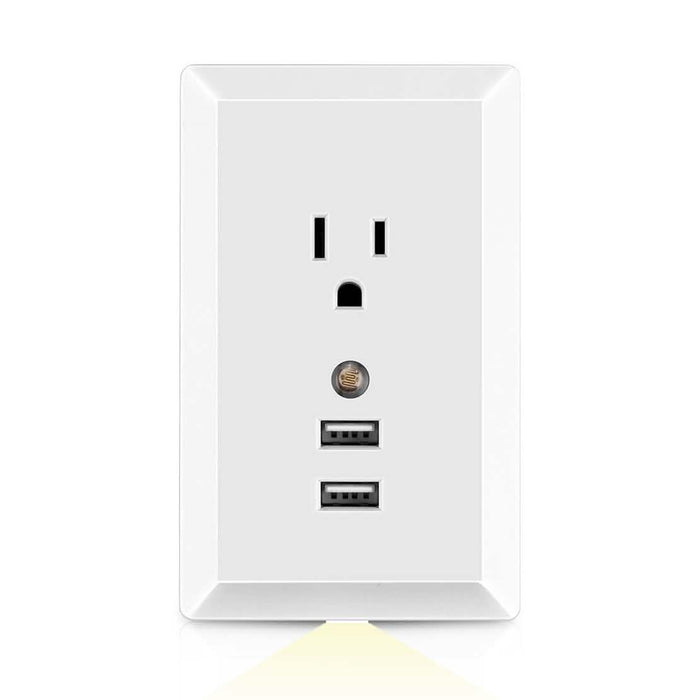 White Light Sensor Dual USB Wall Outlet by DailySale