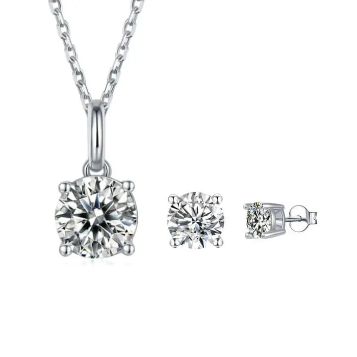 White Moissanite Jewelry Set by Fine Color Jewels
