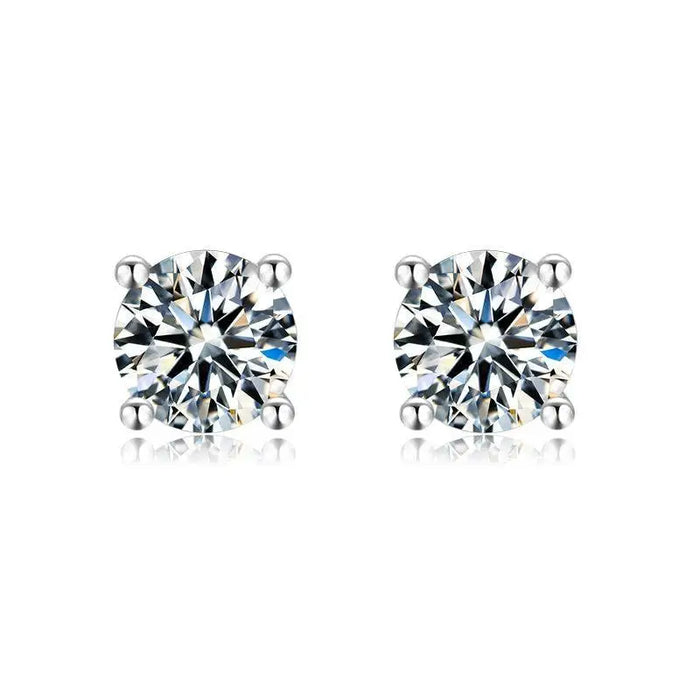 White Moissanite Stud Earrings by Fine Color Jewels