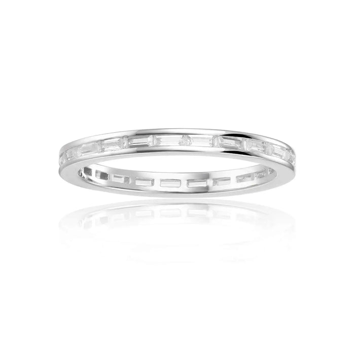 White Topaz Baguette Eternity Ring by Fine Color Jewels