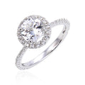 White Topaz Halo Engagement Ring by Fine Color Jewels