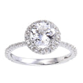 White Topaz Halo Engagement Ring by Fine Color Jewels