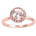 White Topaz Halo Engagement Ring in Rose Gold by Fine Color Jewels